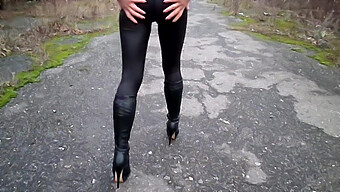 Tight Leggings, High Heels And Foot Fetish